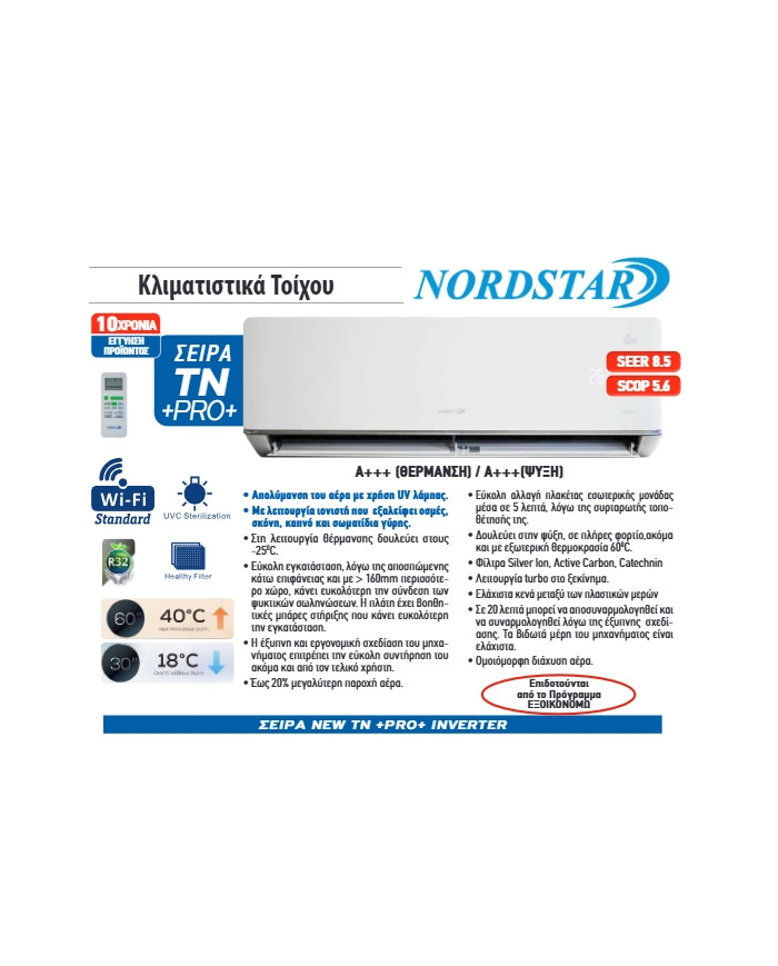 copy of κλιματιστικό NORDSTAR PRO A+++ 13000BTU